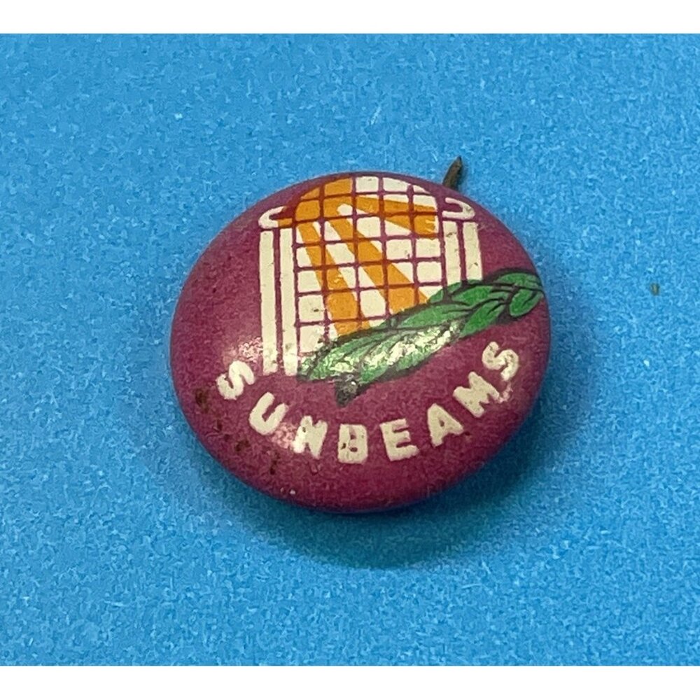 Vintage SUNBEAMS 3/4" tin pinback button David Cook Publishing.